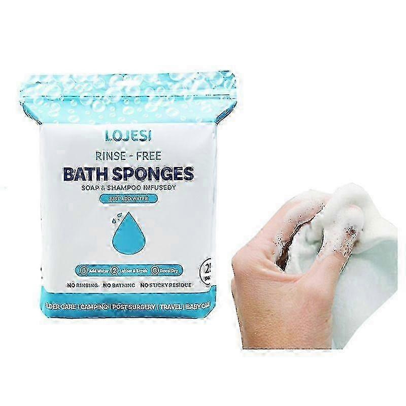 Disposable Rinse Free Bathing Wipes – 25 Pack – All-in-1 Single Use Shower Wipes, Simply Dampen, Lather, and Dry Without Shampoo or Rinsing