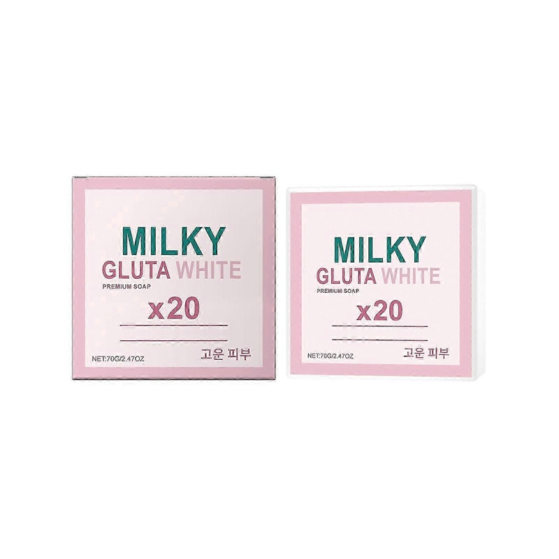Milky Gluta White Soap 20x, 70g Gluta Milk Whitening Soap, Gluta Milk Soap, White Bar Soap for Face & Body Deep Cleaning Exfoliating