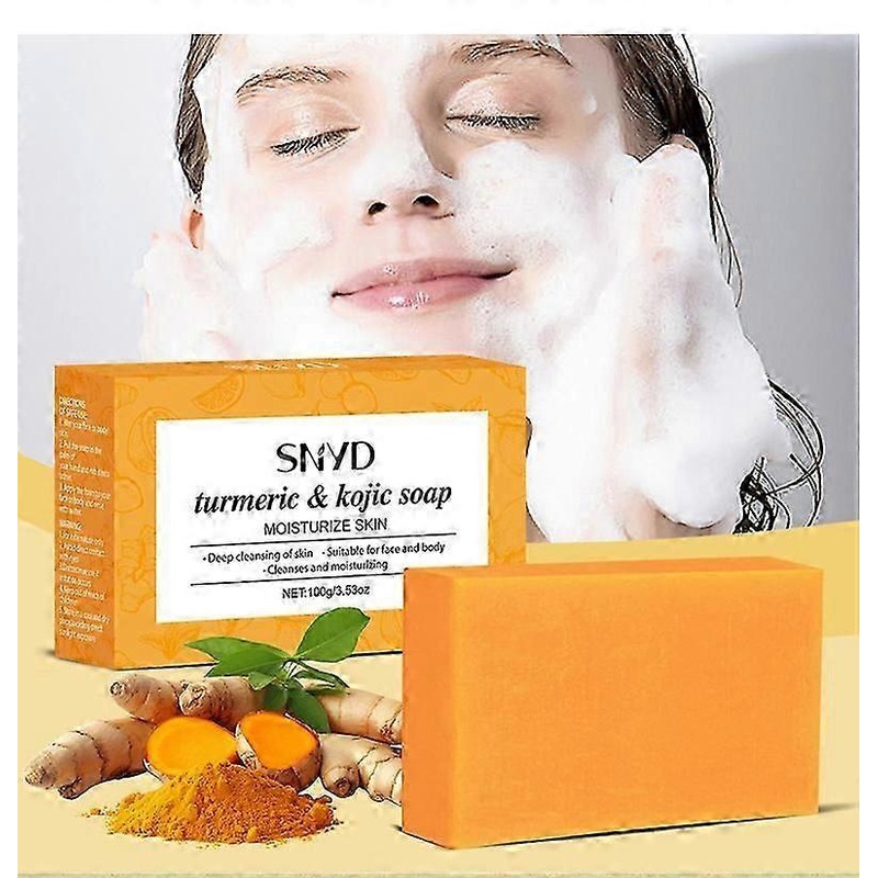 Turmeric Kojic Acid Soap, Handmade Brightening Turmeric Kojic Acid Soap Bars for Dark Spots, Face & Body Cleanser Soap Bar, Wash Hand Bath Soap Bars